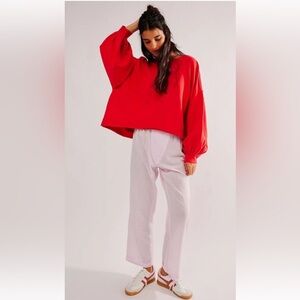 Free People Red Oversized Sweatshirt